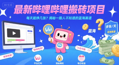 最新哔哩哔哩上B站搬砖项目，每天能挣几张？揭秘一般人不知道的蓝海赛道 - 宏盛创业网-宏盛创业网