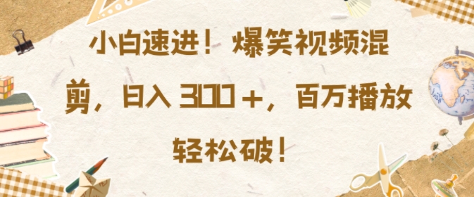 小白速进，爆笑视频混剪，日入3张，百万播放轻松破【揭秘】 - 宏盛创业网-宏盛创业网