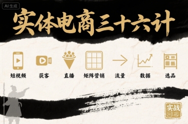 实体电商三十六计，短视频-获客-直播-矩阵营销-流量-数据-选品 - 宏盛创业网-宏盛创业网
