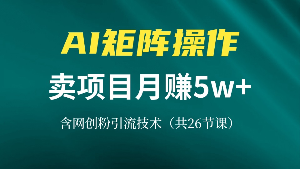 网创IP打造课，借助AI卖项目月赚5万+，含引流技术(共26节课 - 宏盛创业网-宏盛创业网