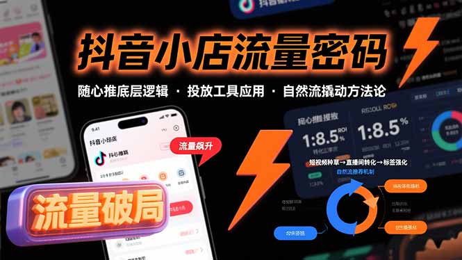 抖音小店流量密码，随心推底层逻辑，投放工具应用，自然流撬动核心方法论 - 宏盛创业网-宏盛创业网