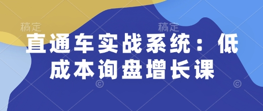 直通车实战系统：低成本询盘增长课，让个人通过技能实现升职加薪，让企业低成本获客，订单源源不断 - 宏盛创业网-宏盛创业网