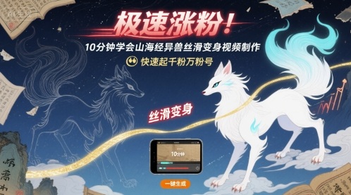 极速涨粉！10分钟学会山海经异兽丝滑变身视频制作，快速起千粉万粉号 - 宏盛创业网-宏盛创业网