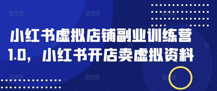 小红书虚拟店铺副业训练营1.0，小红书开店卖虚拟资料 - 宏盛创业网-宏盛创业网