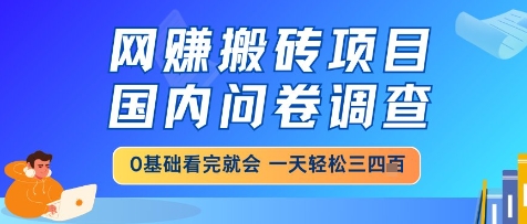 网创搬砖项目，国内问卷调查，小白轻松上手，一天三四张的也不难，干就完了【揭秘】 - 宏盛创业网-宏盛创业网