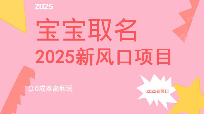 2025新风口项目宝宝取名，0成本高利润，附保姆级教程，月入过万不是梦 - 宏盛创业网-宏盛创业网