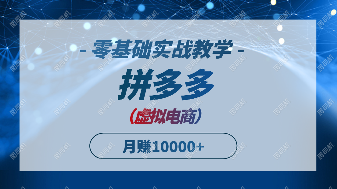 拼多多虚拟电商，零基础实战教学，快速打爆商品，新手也能月入10000+ - 宏盛创业网-宏盛创业网