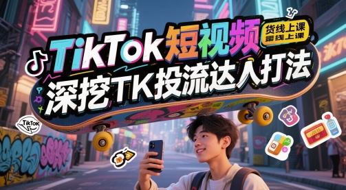 TikTok短视频带货线上课，深挖TK投流达人打法 - 宏盛创业网-宏盛创业网