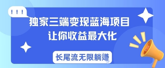 独家三端变现蓝海项目，让你收益最大化，长尾流无限躺挣 - 宏盛创业网-宏盛创业网