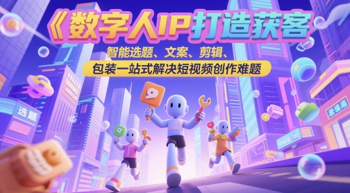 数字人IP打造获客变现实操课，智能选题、文案、剪辑、包装一站式解决短视频创作难题 - 宏盛创业网-宏盛创业网