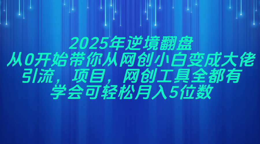 2025年逆境翻盘，从0开始带你从网创小白变成大佬，引流，项目，网创工…-宏盛创业网