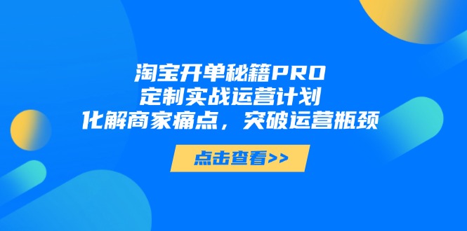 淘宝开单秘籍PRO，定制实战运营计划，化解商家痛点，突破运营瓶颈 - 宏盛创业网-宏盛创业网