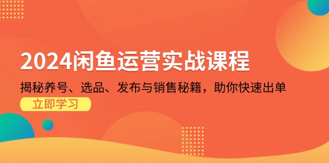 2024闲鱼运营实战课程：揭秘养号、选品、发布与销售秘籍，助你快速出单 - 宏盛创业网-宏盛创业网
