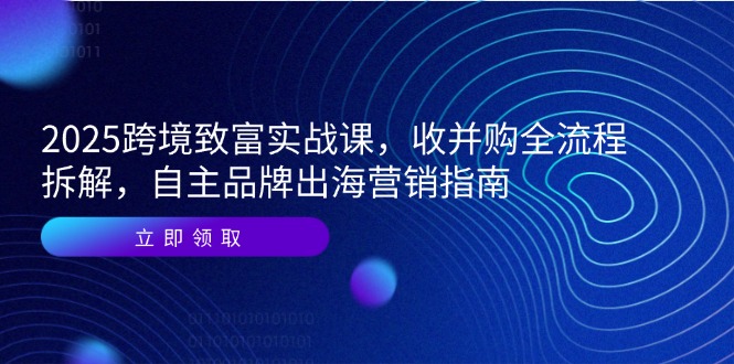 2025跨境致富实战课，收并购全流程拆解，自主品牌出海营销指南 - 宏盛创业网-宏盛创业网