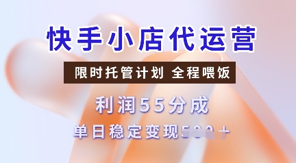 快手小店代运营，限时托管计划，收益55分，单日稳定变现多张【揭秘】 - 宏盛创业网-宏盛创业网