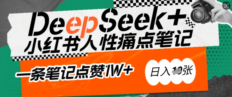AI赋能小红书爆款秘籍：用DeepSeek轻松抓人性痛点，小白也能写出点赞破万的吸金笔记，日入多张 - 宏盛创业网-宏盛创业网