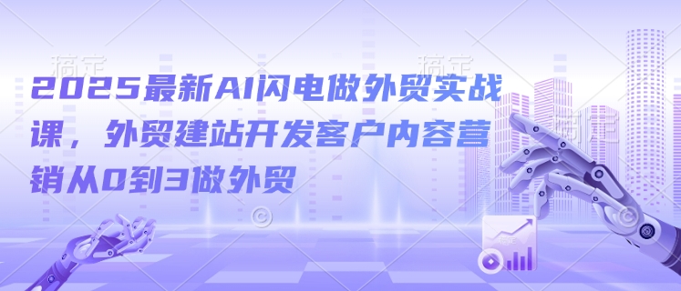 2025最新AI闪电做外贸实战课，外贸建站开发客户内容营销从0到3做外贸 - 宏盛创业网-宏盛创业网