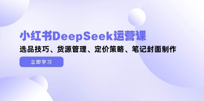 小红书DeepSeek运营课，选品技巧、货源管理、定价策略、笔记封面制作 - 宏盛创业网-宏盛创业网