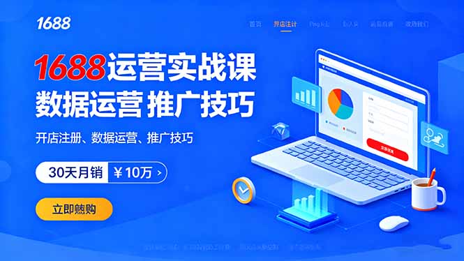 1688运营实战课：开店注册、数据运营、推广技巧，30天月销破10万+ - 宏盛创业网-宏盛创业网