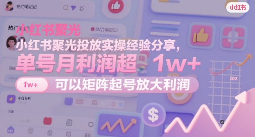小红书聚光投放实操经验分享，单号月利润超1w+，可以矩阵起号放大利润 - 宏盛创业网-宏盛创业网