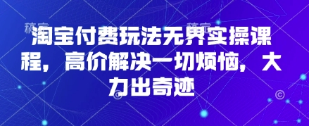 淘宝付费玩法无界实操课程，高价解决一切烦恼，大力出奇迹 - 宏盛创业网-宏盛创业网