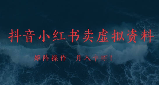 抖音小红书卖虚拟资料，市场需求一直存在，矩阵操作，月入1w+ - 宏盛创业网-宏盛创业网