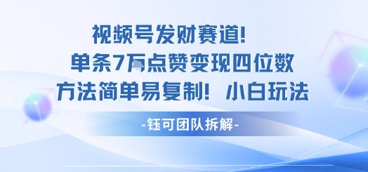 视频号发财赛道单条7W点赞变现四位数方法简单易复制小白玩法 - 宏盛创业网-宏盛创业网