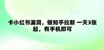 卡小红书漏洞，做知乎拉新 一天3张起，有手机即可 - 宏盛创业网-宏盛创业网