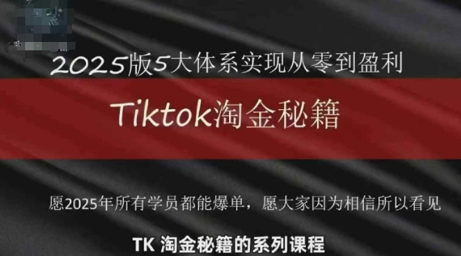TikTok跨境2025淘金秘籍，​2025TikTok从0到盈利变现 - 宏盛创业网-宏盛创业网