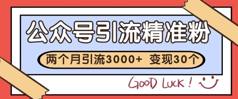 公众号精准粉引流玩法，2个月3000+精准粉，变现30个W【揭秘】 - 宏盛创业网-宏盛创业网