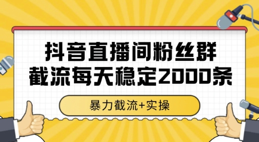 抖音直播间粉丝群暴力截流，一台电脑每天稳定2000条数据，暴力截流+实操 【揭秘】 - 宏盛创业网-宏盛创业网