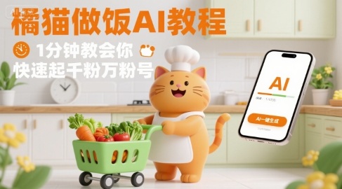 有趣的橘猫买菜做饭视频，用AI一键搞定，1分钟教会你，快速起千粉万粉号 - 宏盛创业网-宏盛创业网