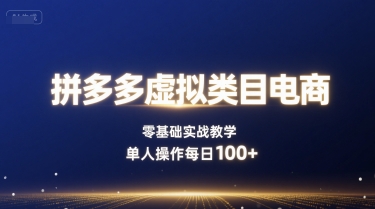 拼多多虚拟类目电商，零基础实战教学，单人操作每日100+ - 宏盛创业网-宏盛创业网