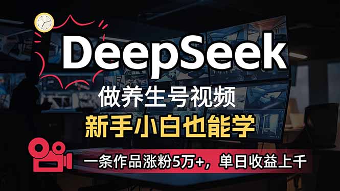 小白用DeepSeek做养生号，一条作品涨粉5万+，单日收益上千 - 宏盛创业网-宏盛创业网