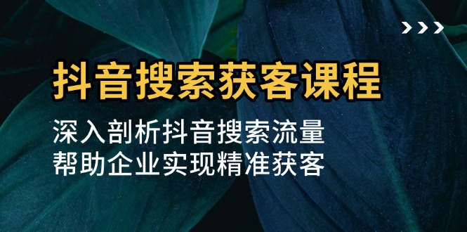 抖音搜索获客课程：深入剖析抖音搜索流量，帮助企业实现精准获客 - 宏盛创业网-宏盛创业网
