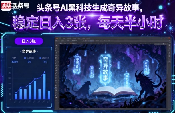 头条号AI黑科技生成奇异故事，稳定日入3张，每天半小时 - 宏盛创业网-宏盛创业网