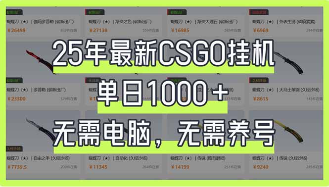 25年最新CSGO挂机系统，单日1000+，无需电脑，无需养号，0基础可上手 - 宏盛创业网-宏盛创业网