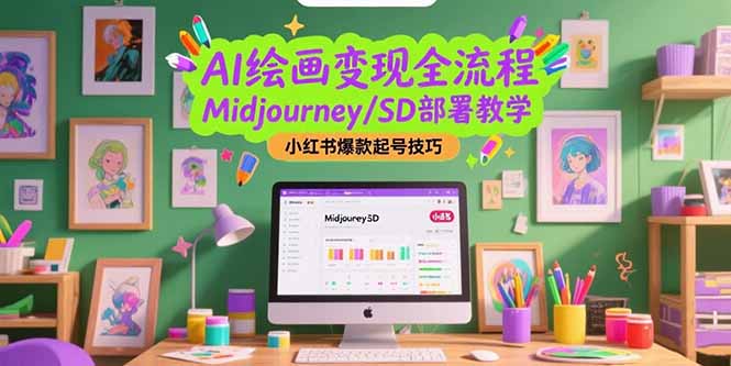 AI绘画变现全流程，Midjourney/SD部署教学，小红书爆款起号技巧 - 宏盛创业网-宏盛创业网