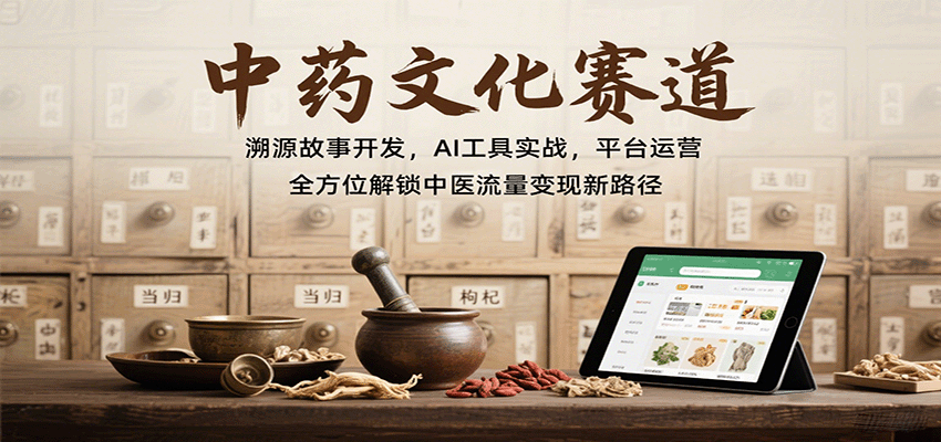 中药文化赛道：溯源故事开发，AI工具实战，平台运营，全方位解锁中医流量变现新路径 - 宏盛创业网-宏盛创业网
