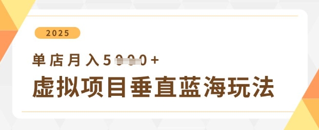 虚拟项目垂直玩法，实现单店月入5k+ - 宏盛创业网-宏盛创业网
