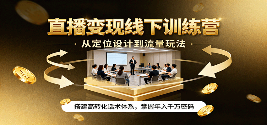 直播变现线下训练营，从定位设计到流量玩法，搭建高转化话术体系，掌握年入千万密码 - 宏盛创业网-宏盛创业网