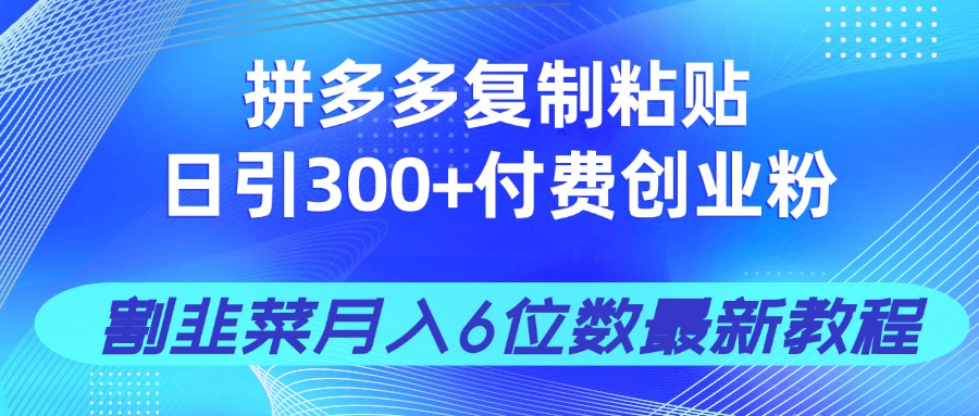 拼多多复制粘贴日引300+付费创业粉，割韭菜月入6位数最新教程！ - 宏盛创业网-宏盛创业网