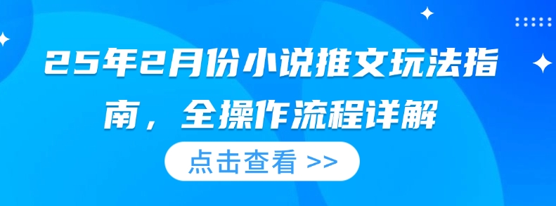 25年2月份小说推文玩法指南，全操作流程详解 - 宏盛创业网-宏盛创业网