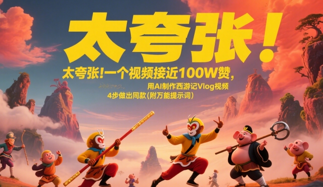 太夸张！一个视频接近100W赞，用AI制作西游记Vlog视频，全流程拆解来了(附万能提示词) - 宏盛创业网-宏盛创业网