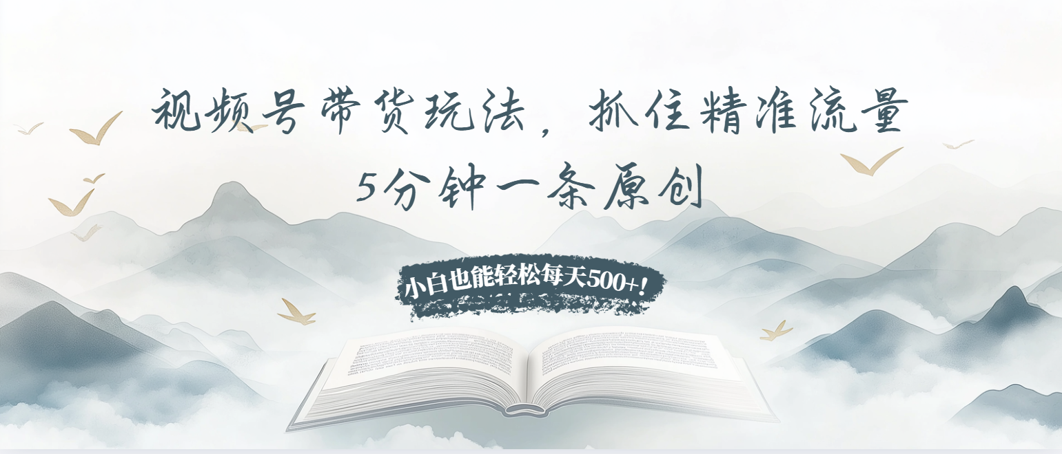 视频号带货玩法，抓住精准流量，5分钟一条原创，小白也能轻松每天500+！ - 宏盛创业网-宏盛创业网