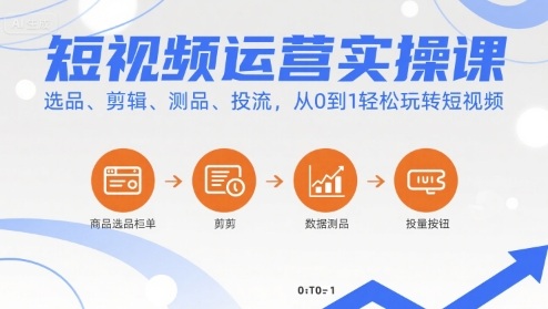 短视频运营实操课，选品、剪辑、测品、投流，从0到1轻松玩转短视频 - 宏盛创业网-宏盛创业网