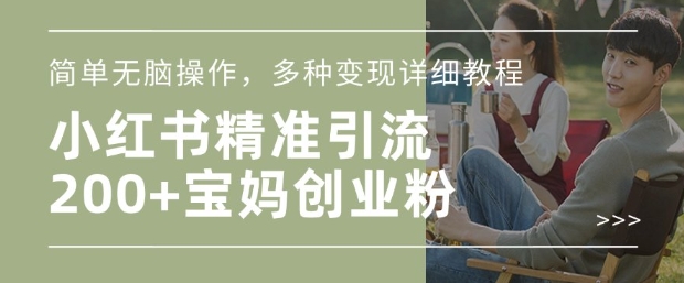 小红书混剪日引200+宝妈创业粉，简单无脑操作，多种变现详细教程 - 宏盛创业网-宏盛创业网