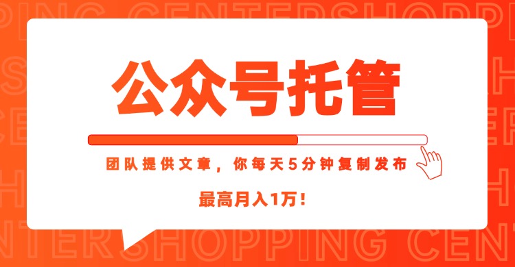 【公众号托管 】我提供文章，你每天５分钟复制发布，最高月入1W - 宏盛创业网-宏盛创业网