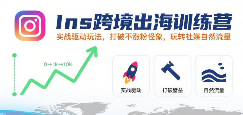 Ins跨境出海训练营，实战驱动玩法，打破不涨粉怪象，玩转社媒自然流量 - 宏盛创业网-宏盛创业网
