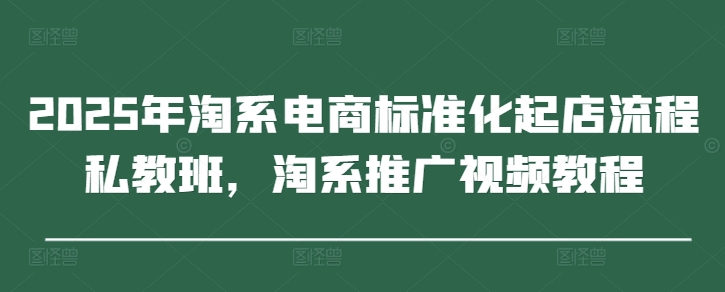 2025年淘系电商标准化起店流程私教班，淘系推广视频教程 - 宏盛创业网-宏盛创业网